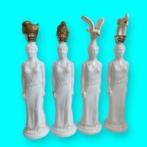 Grecian Godesses Headresses Altered Bottle Art Assemblage Birds Buddha Elephant